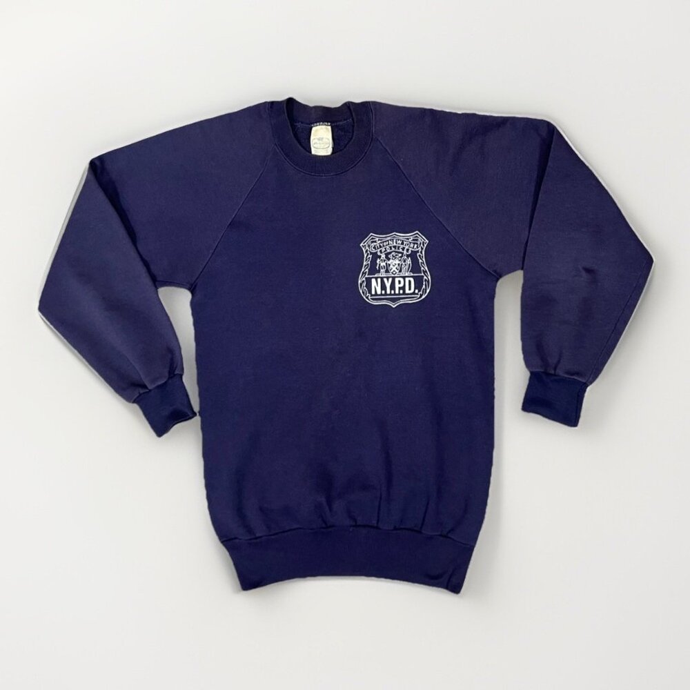 Vintage New York City Police Raglan Sweatshirt NYPD Badge 50/50 USA Mens Sm 60s